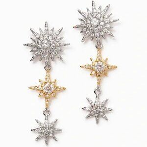 Stella & Dot 2 in 1 Star Struck Linear CZ Earrings NWT